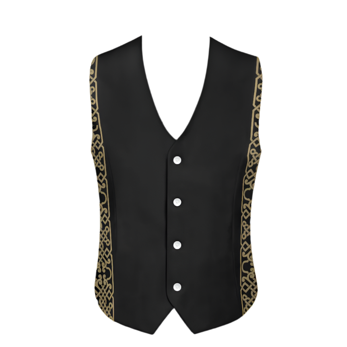 Men Dabke Vest Jacket with Gold Lining
