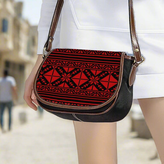 Palestinian tatreez print Saddle Bag