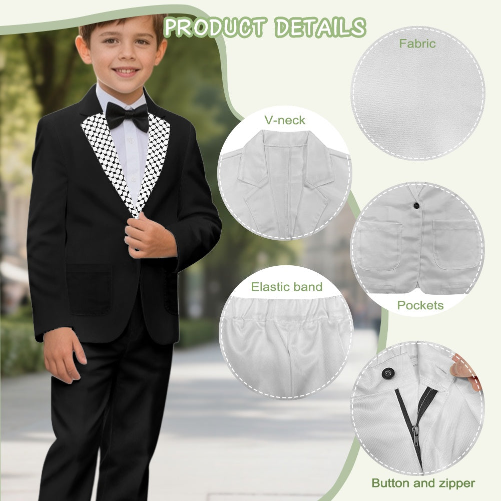Boy Suit with Palestinian Kuffiyeh Design – Comfortable & Classic