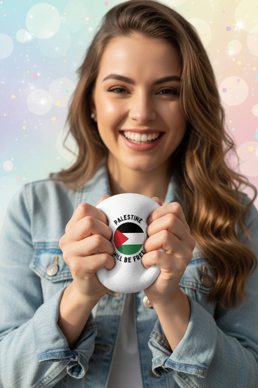 Palestine Will Be Free Bao Bun Squishy with Bamboo package