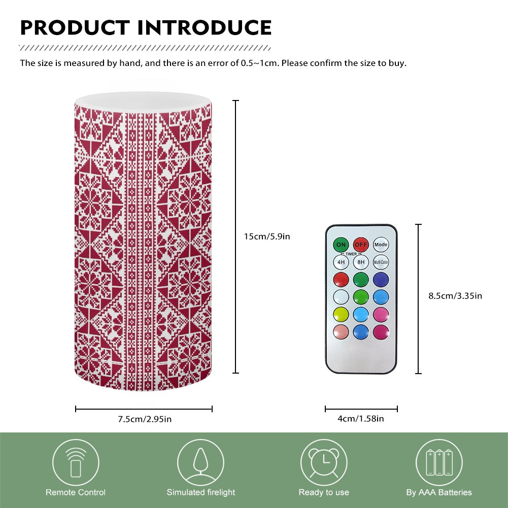 Single 6-Inch LED Remote Control Candle – Palestinian Tatreez Design