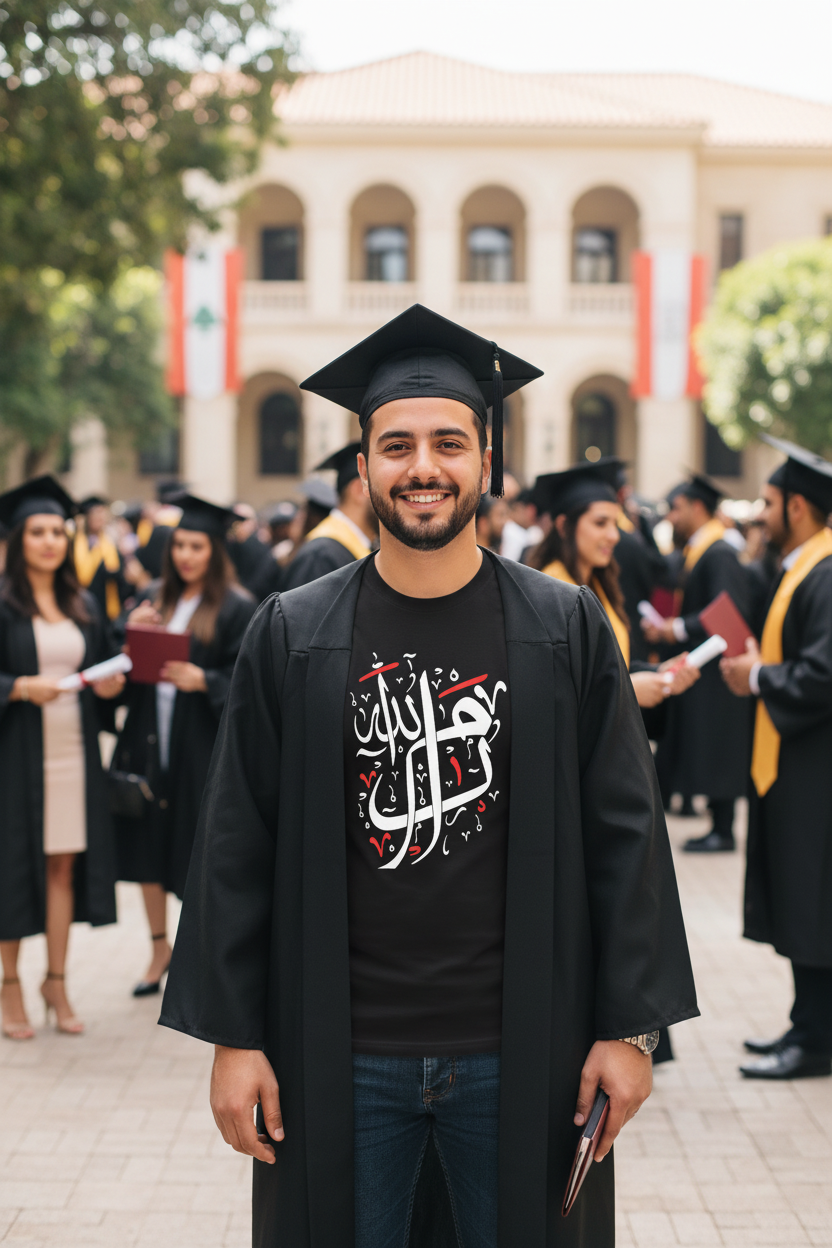 Ramallah Unisex cotton black T -shirt (2D front and back）