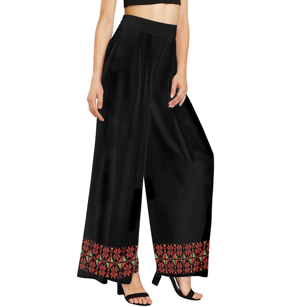 Palestinian Tatreez Print Wide leg pants