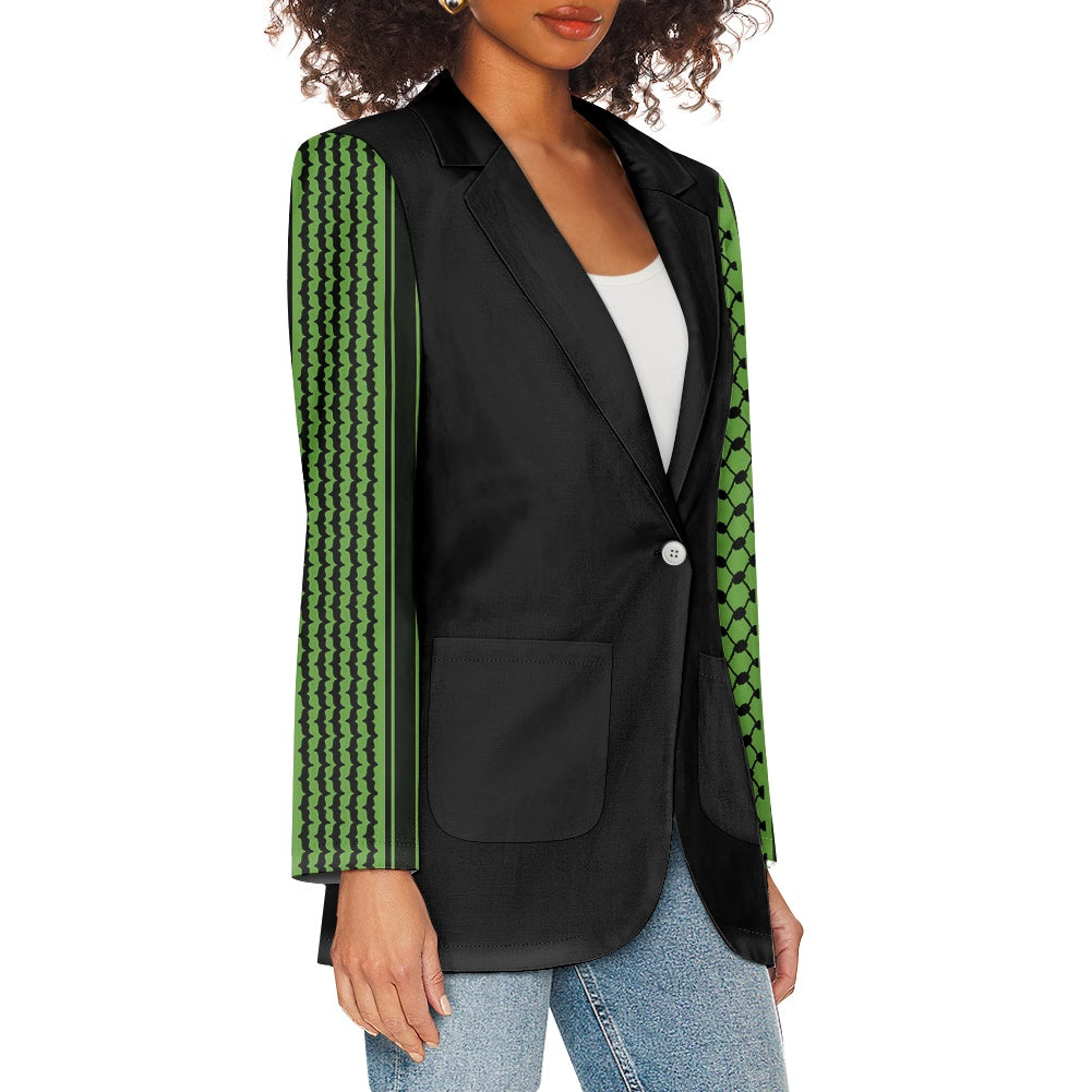 Palestinian Green Kuffiyeh Sleeves Modest Ladies casual blazer