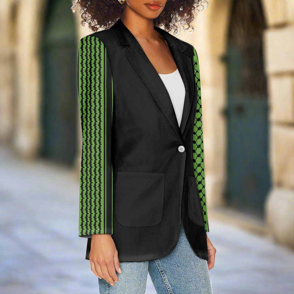 Palestinian Green Kuffiyeh Sleeves Modest Ladies casual blazer