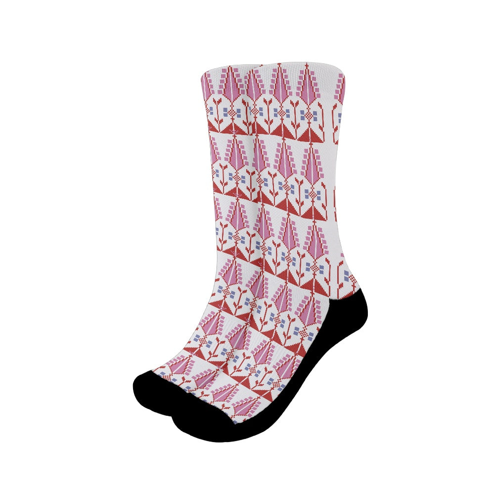 Palestinian Tatreez Print Crew Socks