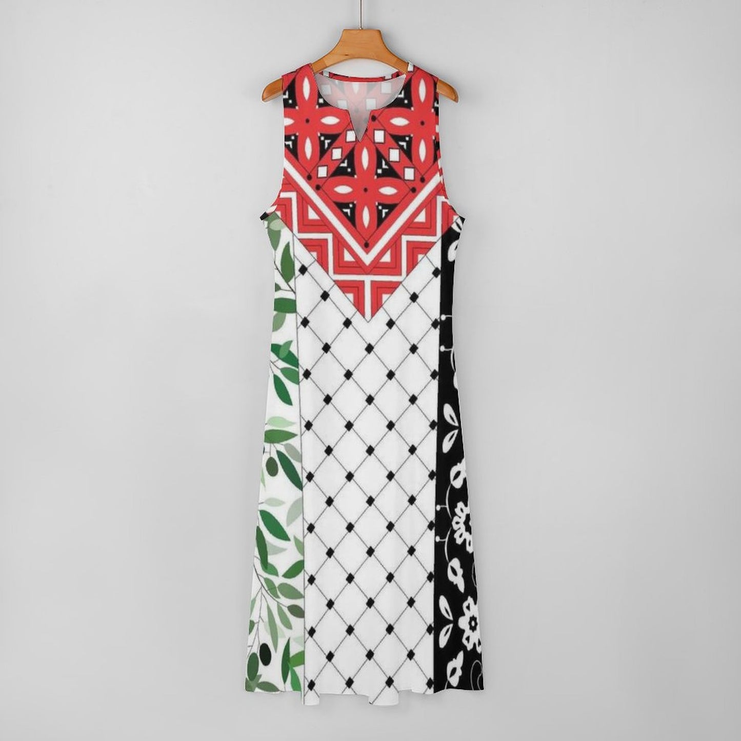 Palestinian Flag Keffiyeh Solidarity Sleeveless Long Dress