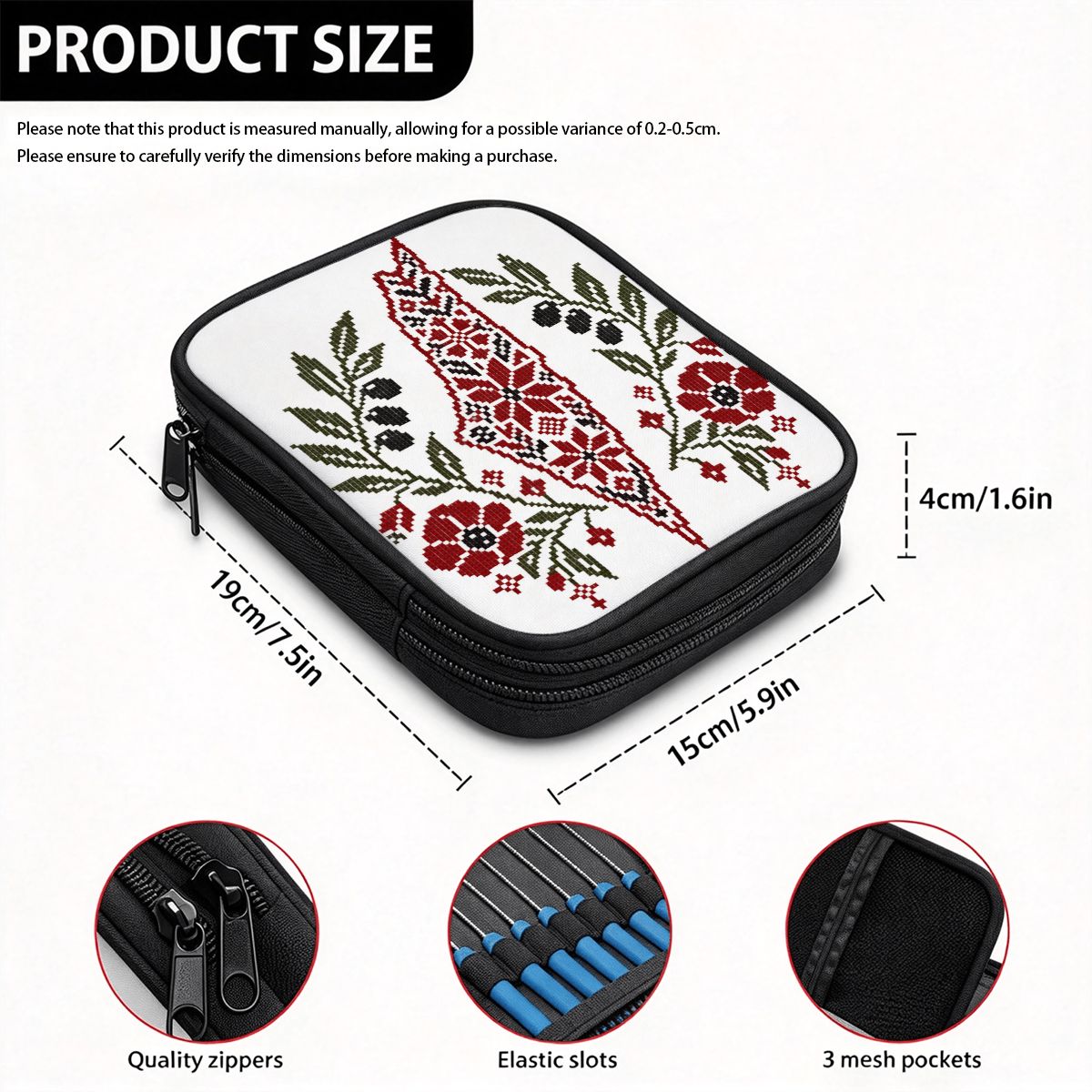 Palestinian Tatreez Print Crochet Hook Case