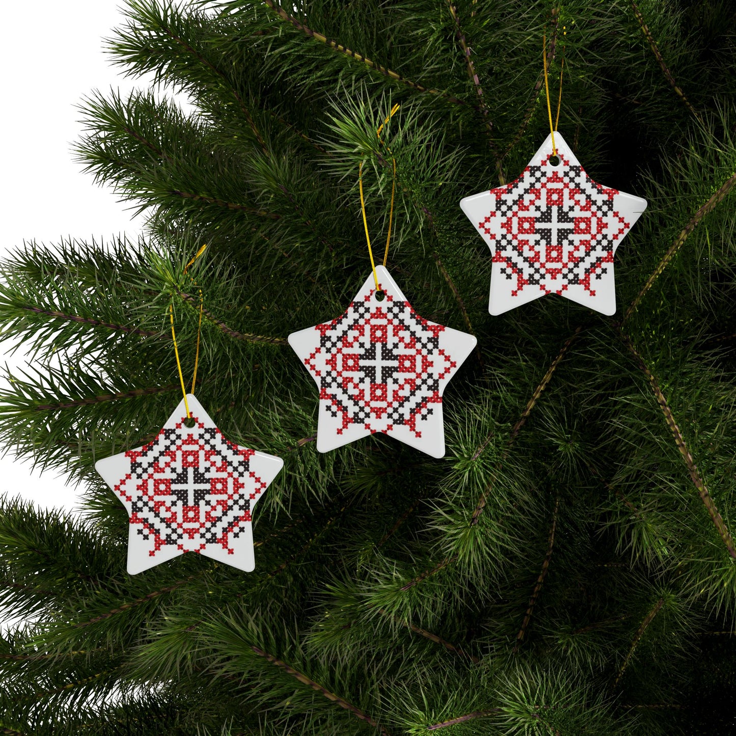 Palestinian Christmas Tree Ceramic Ornaments (1pc, 3pcs, 5pcs)