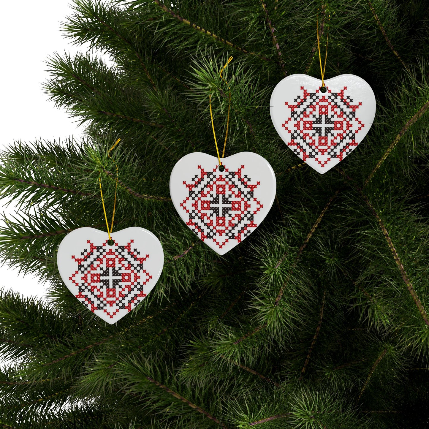 Palestinian Christmas Tree Ceramic Ornaments (1pc, 3pcs, 5pcs)