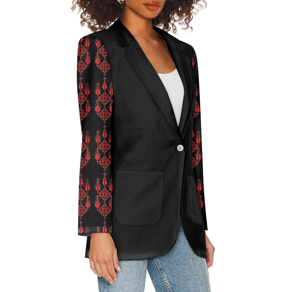 Palestinian Ramallah Tatreez Print Ladies casual blazer