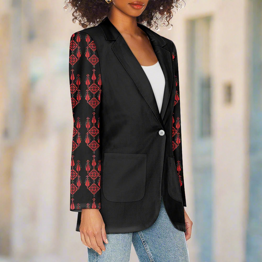 Palestinian Ramallah Tatreez Print Ladies casual blazer