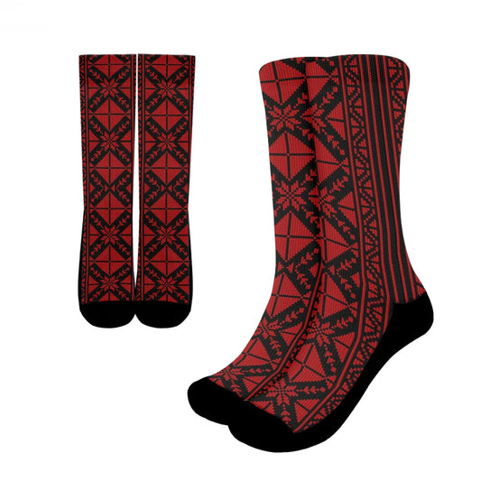 Palestinian Tatreez Print Crew Socks