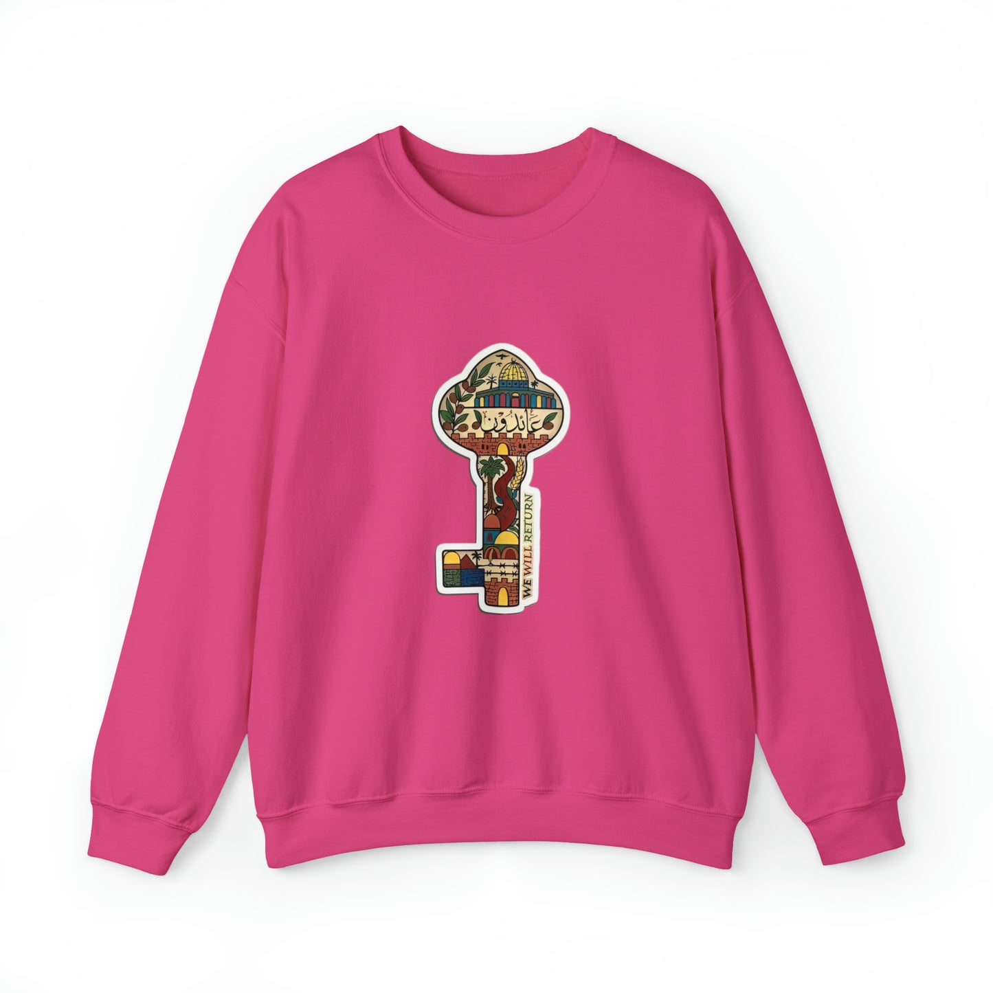 Palestinian Key Design, Unisex Heavy Blend™ Crewneck Sweatshirt, Falasteen, Jerusalem