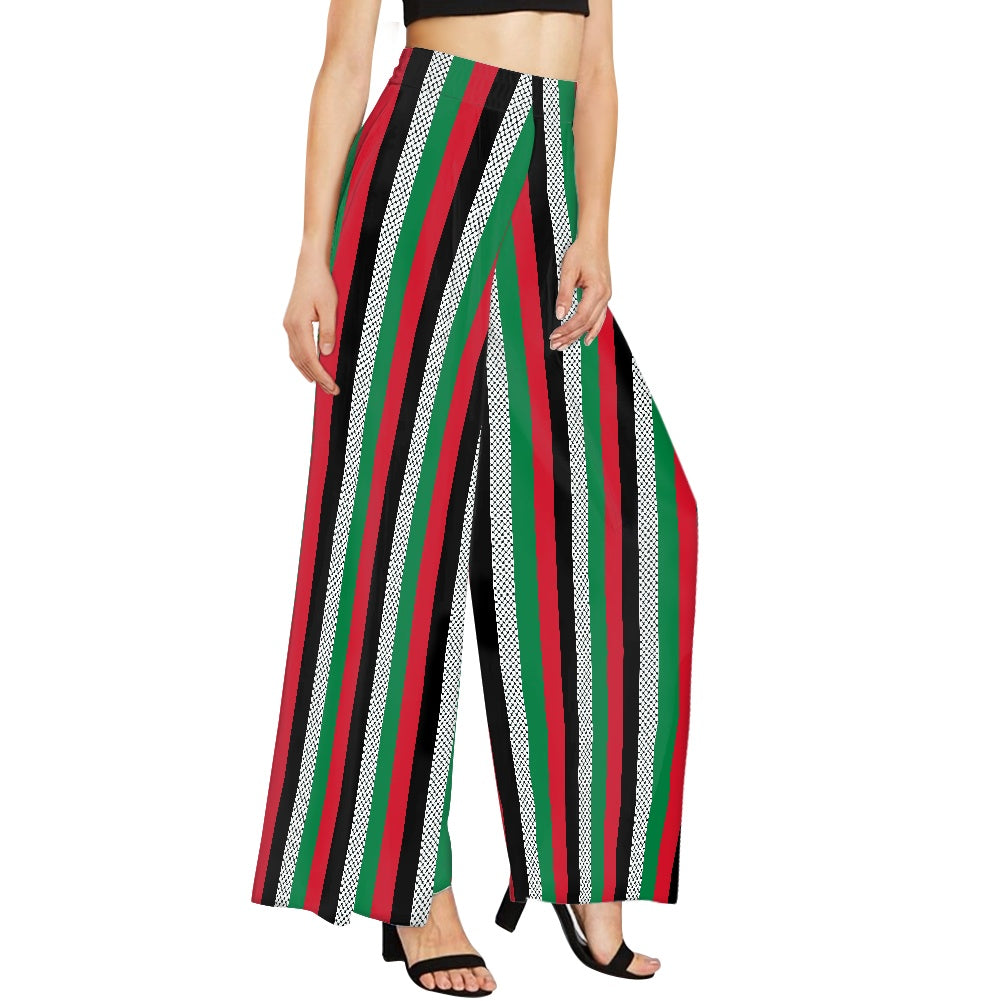 Palestinian flag stripes wide leg pants