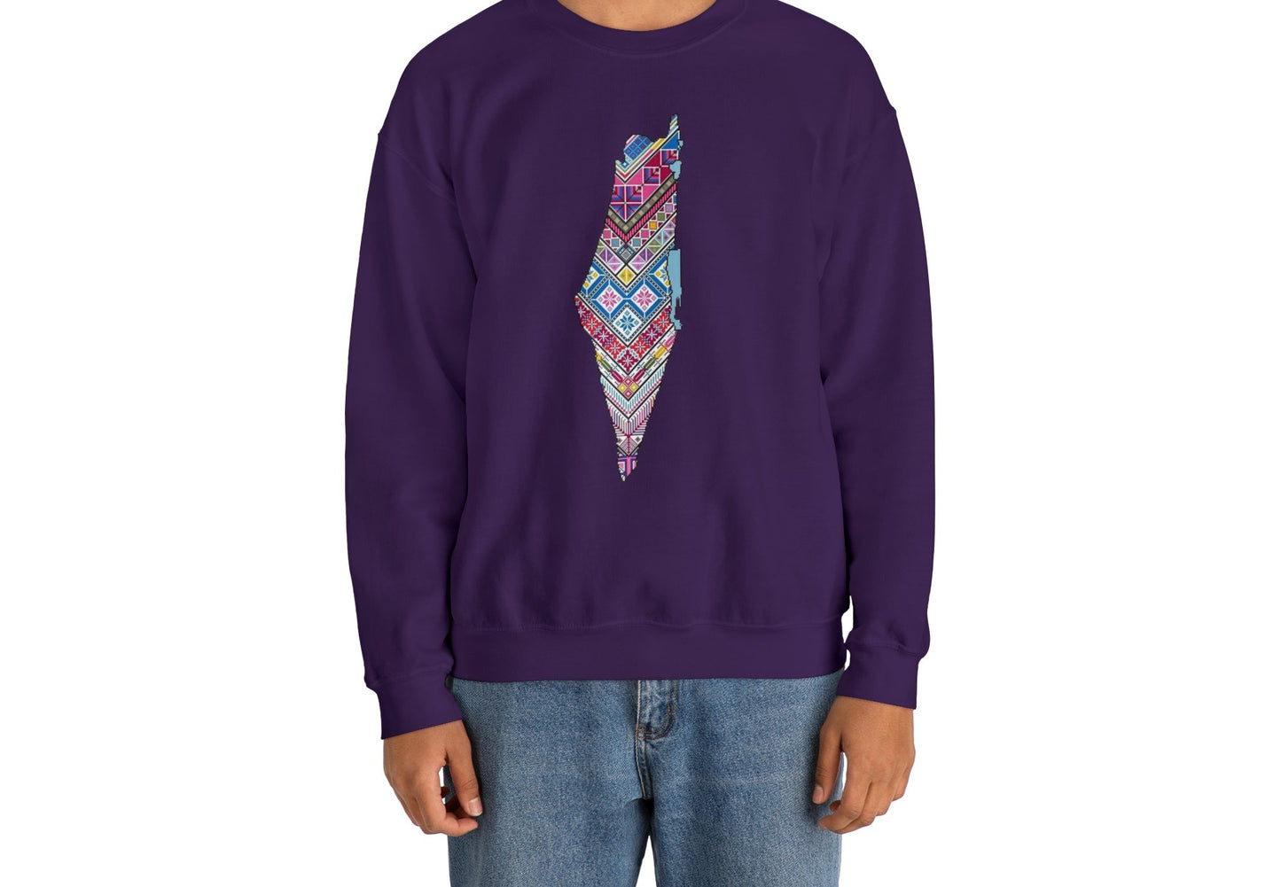 Palestinian Map Print, Unisex Heavy Blend Crewneck Sweatshirt