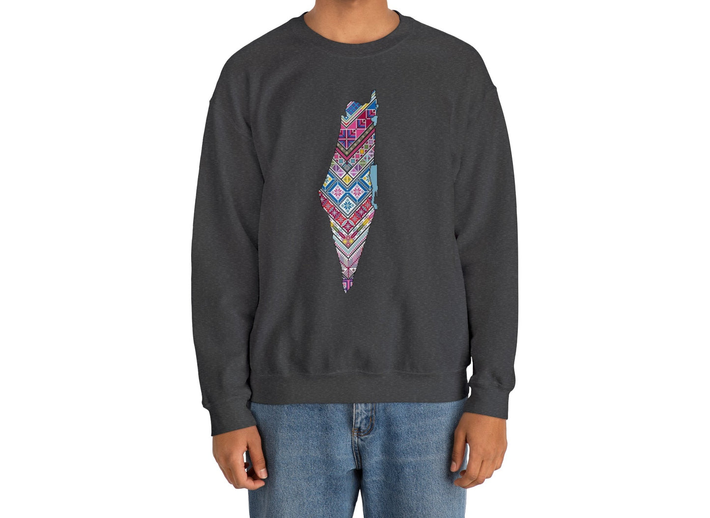 Palestinian Map Print, Unisex Heavy Blend Crewneck Sweatshirt