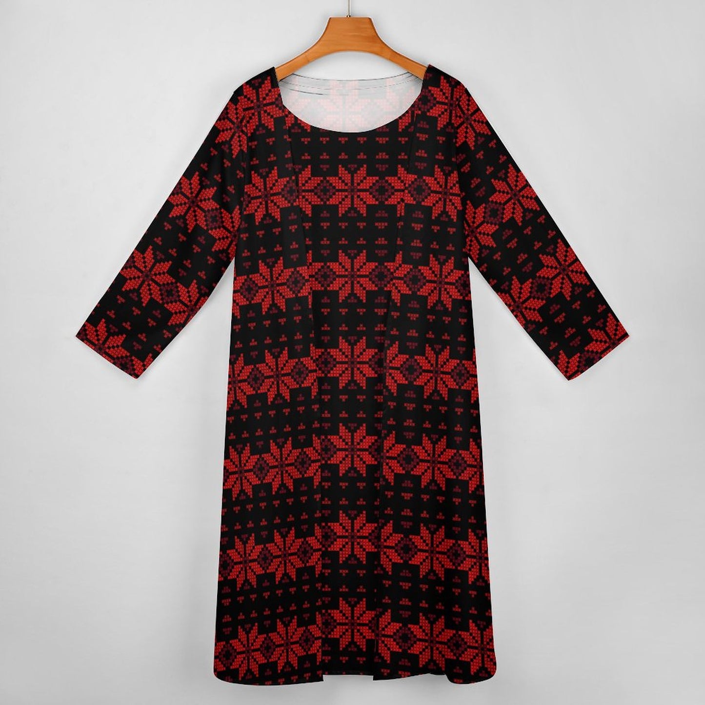 Palestinian Tatreez Print Long Dress 2 Piece Set