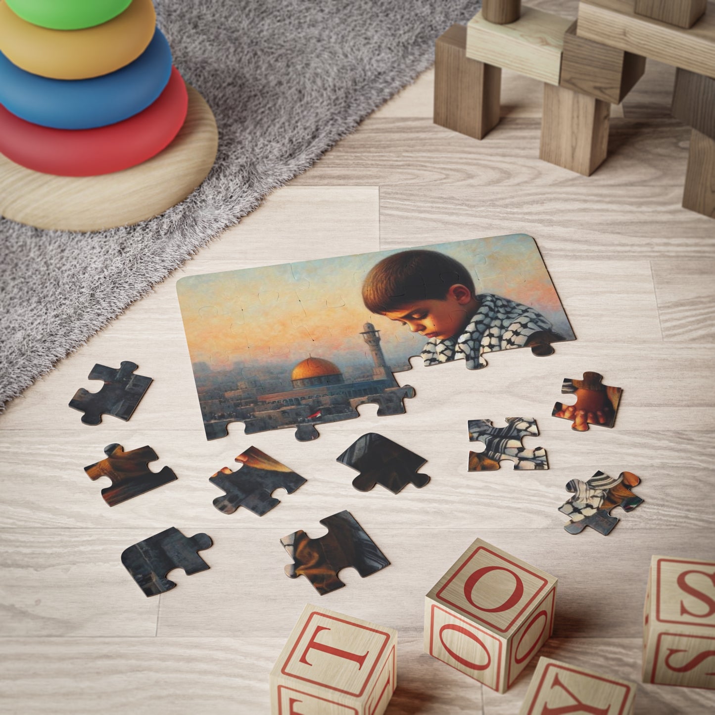 Boy Praying in Jerusalem Kids' Puzzle, 30-Piece, Dome of the Rock Mosque