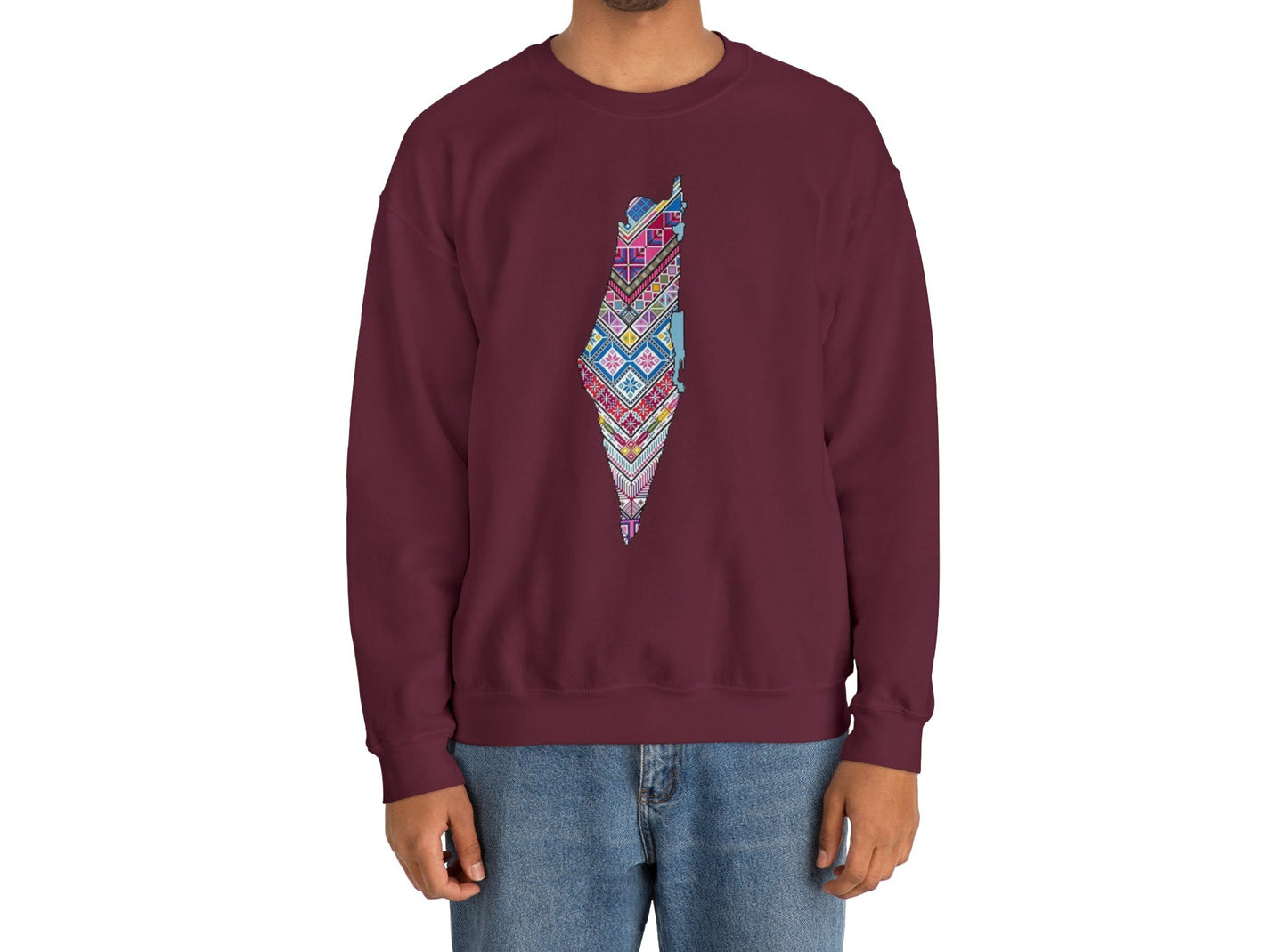 Palestinian Map Print, Unisex Heavy Blend Crewneck Sweatshirt