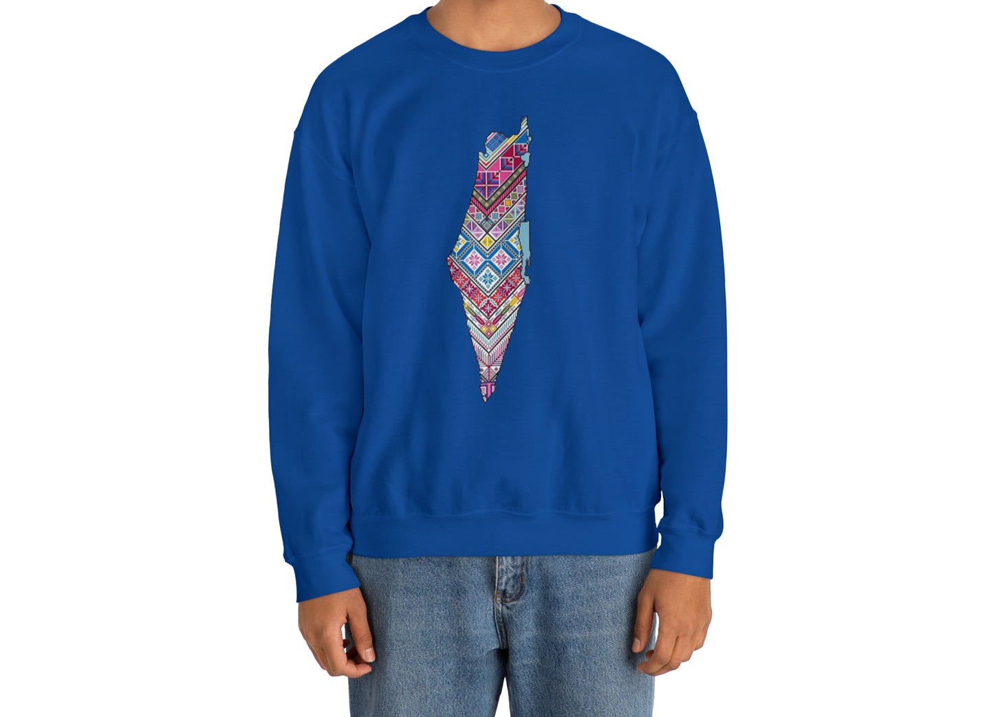 Palestinian Map Print, Unisex Heavy Blend Crewneck Sweatshirt