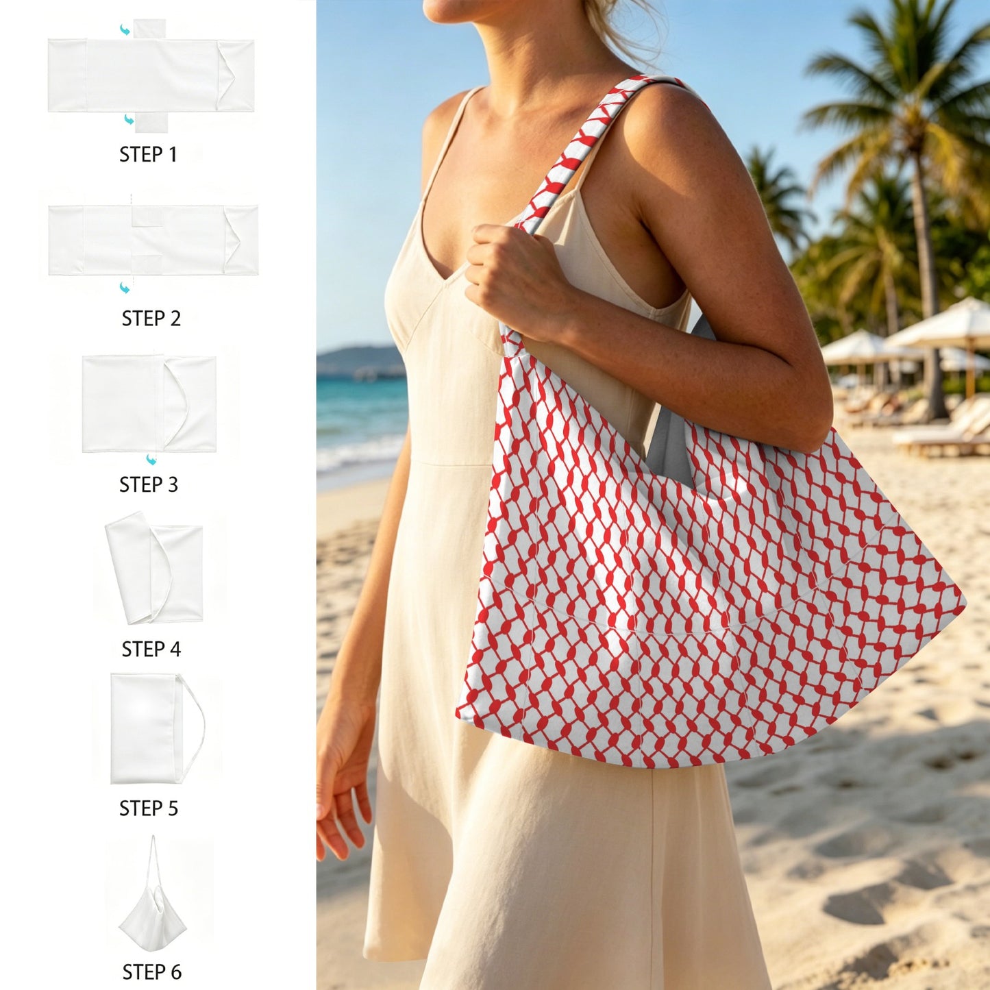 Shemagh Beach Chair Towel Cover with Side Pockets | Ships from USA