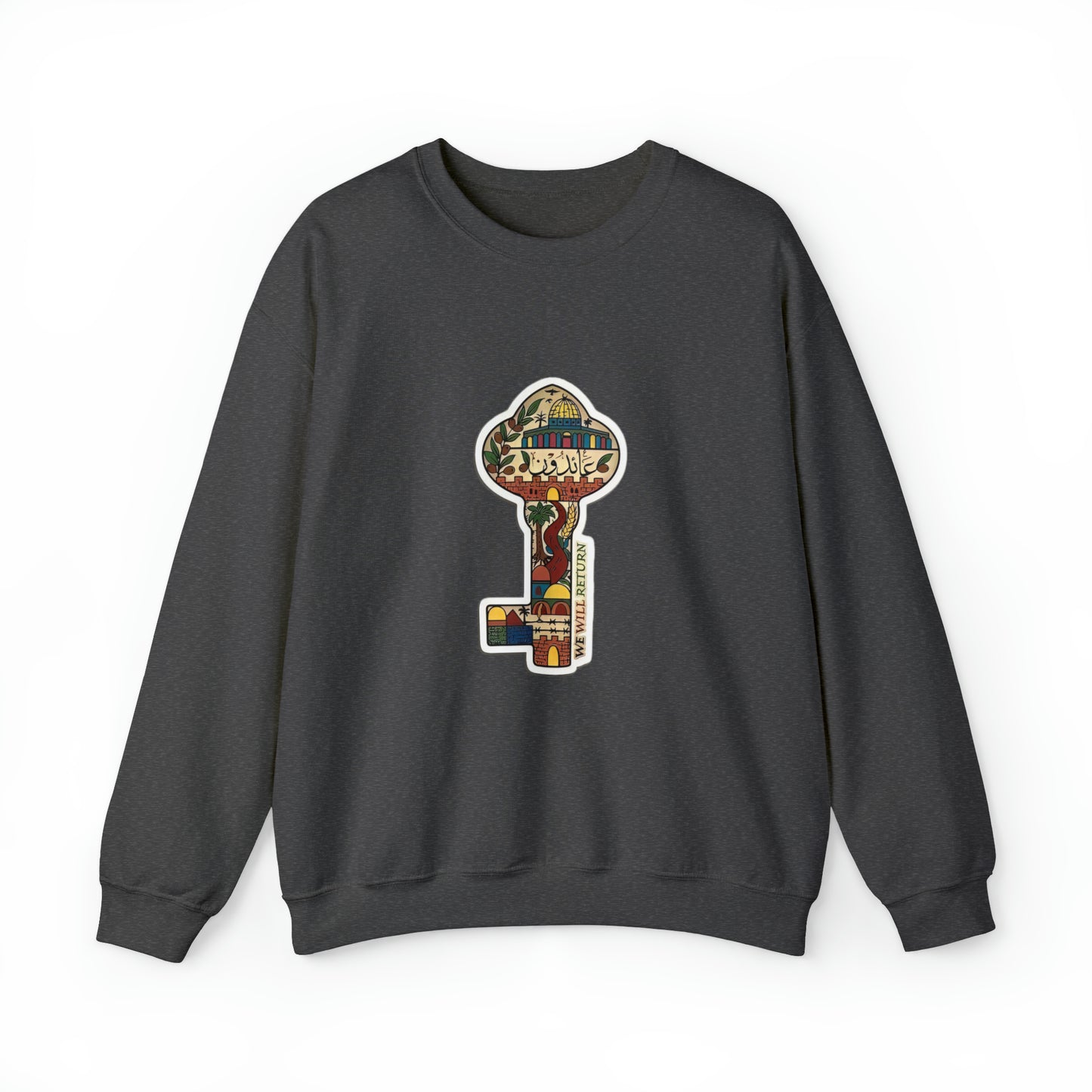 Palestinian Key Design, Unisex Heavy Blend™ Crewneck Sweatshirt, Falasteen, Jerusalem