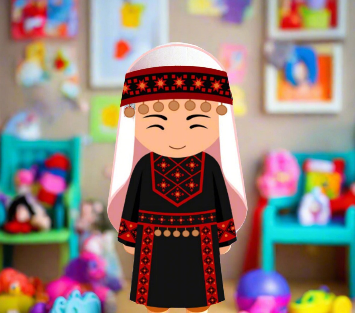 Palestinian Woman doll wearing Traditional Costume, Chidren's Gift