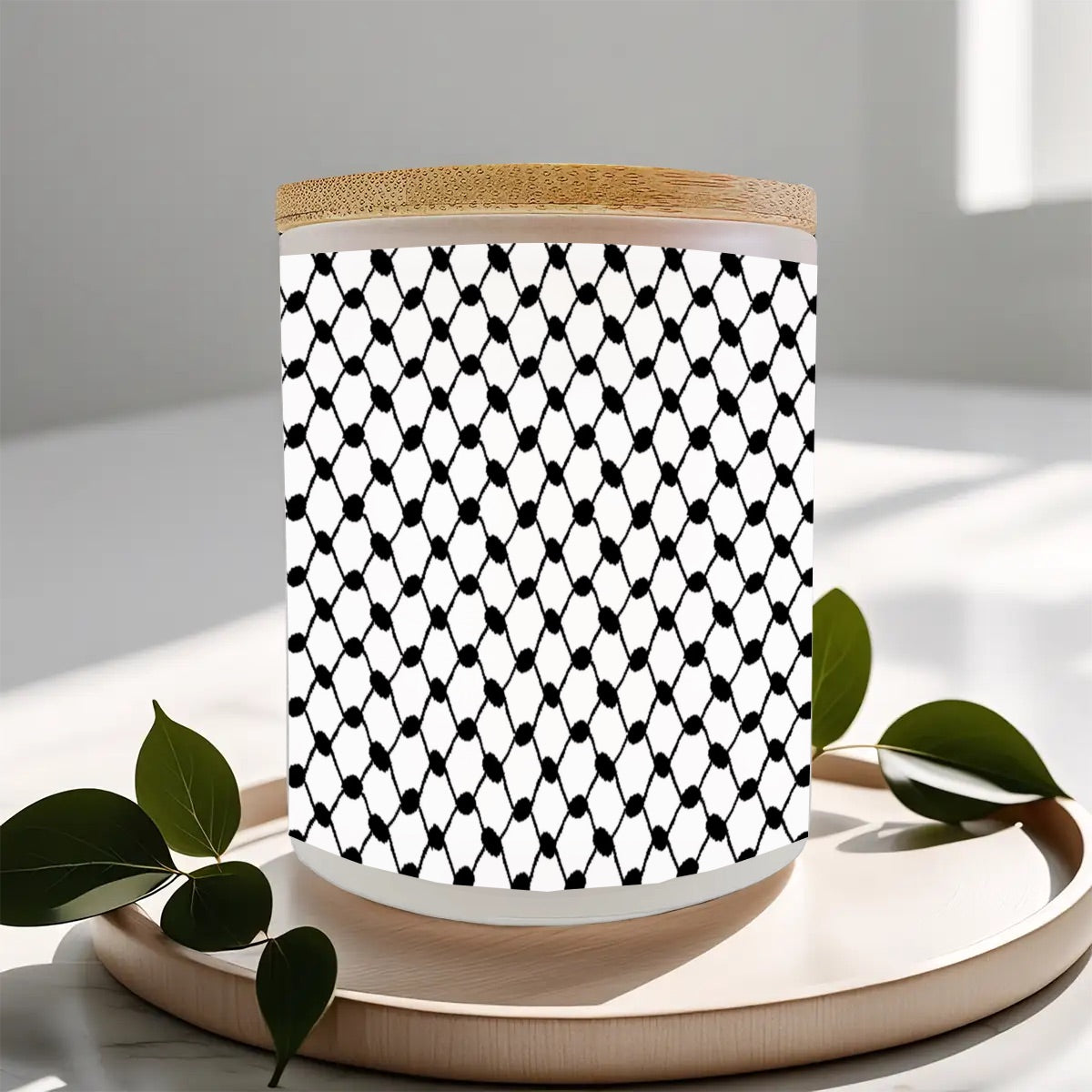 Palestinian Keffiyeh Frosted Jar Scented Candle with Lid (6oz)