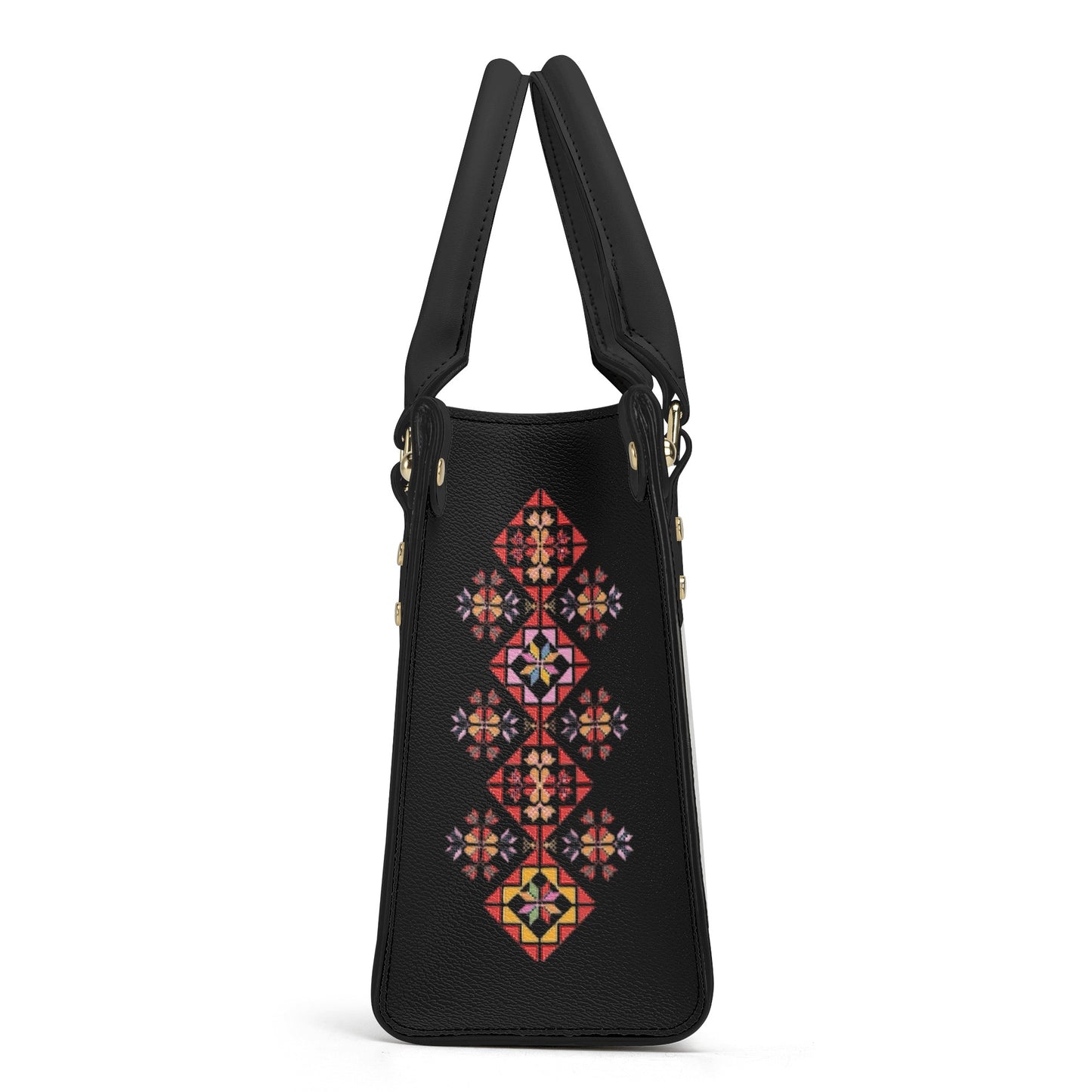 Luxury Women PU Handbag, modern ethnic Palestinian Tatreez print