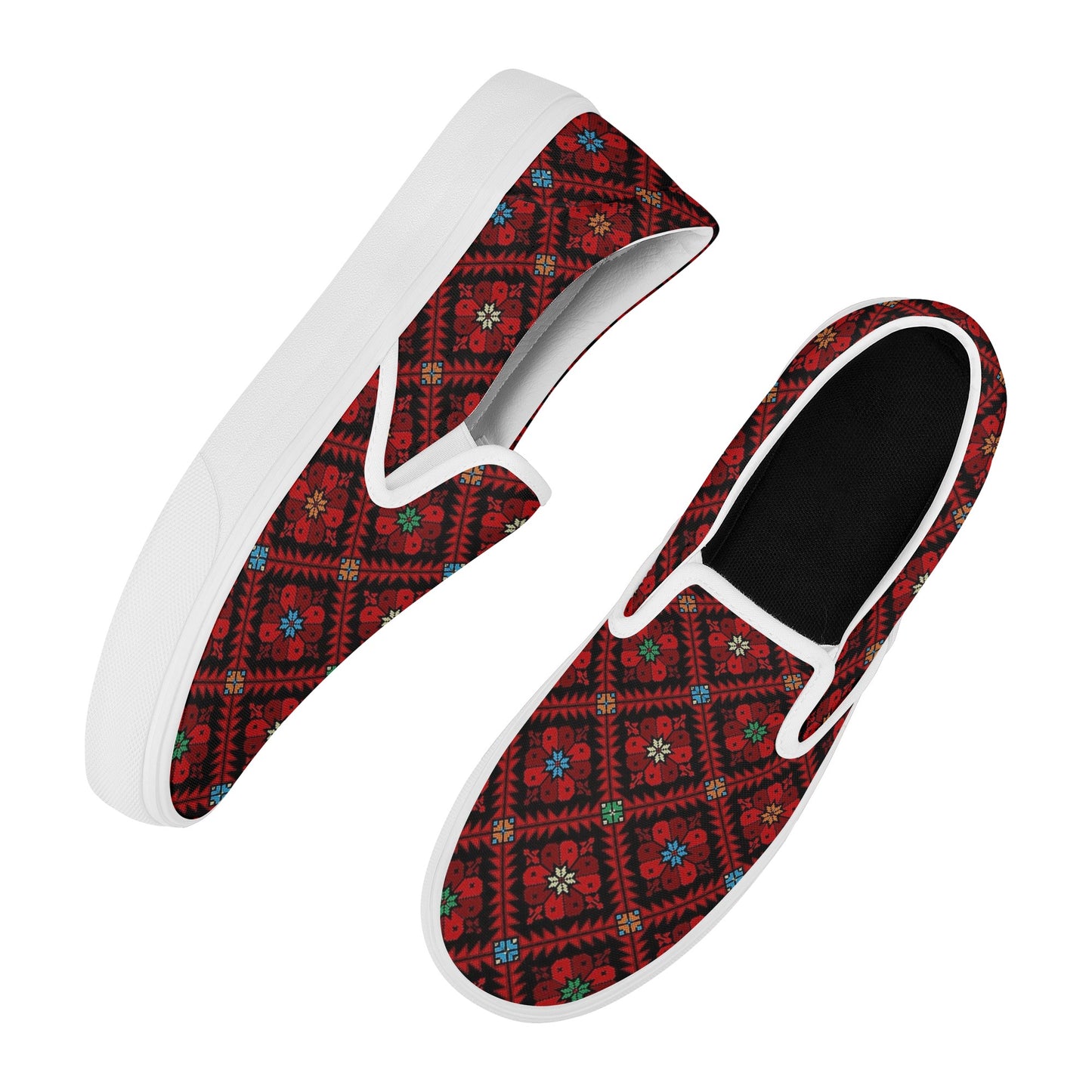 Women's Style Skate Slip On Shoes, Palestinian tatreez print shoes