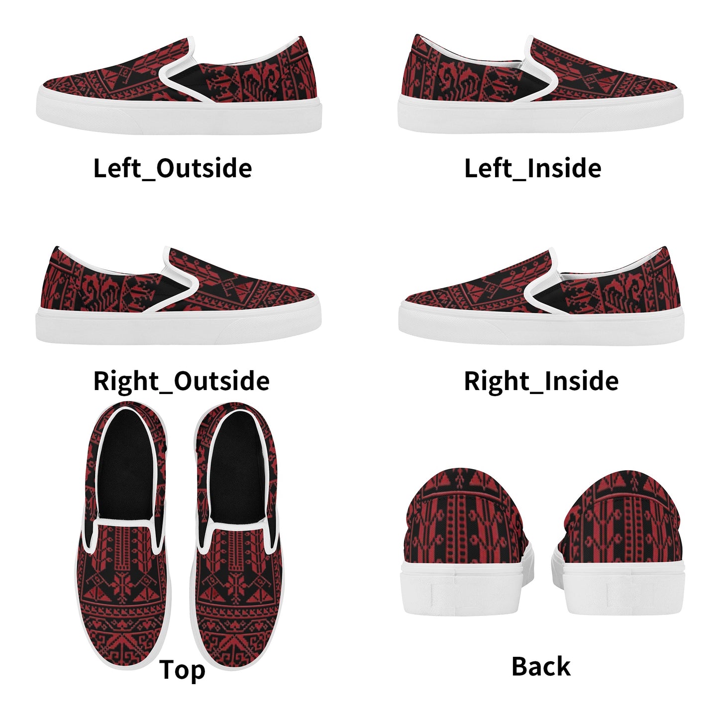 Women's Style Skate Slip On Shoes, Palestinian tatreez print shoes