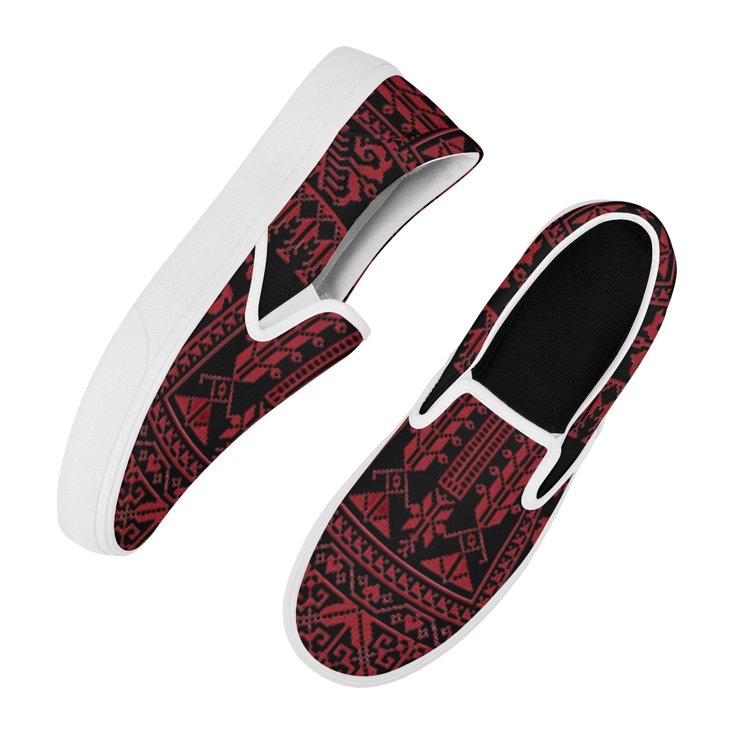 Women's Style Skate Slip On Shoes, Palestinian tatreez print shoes