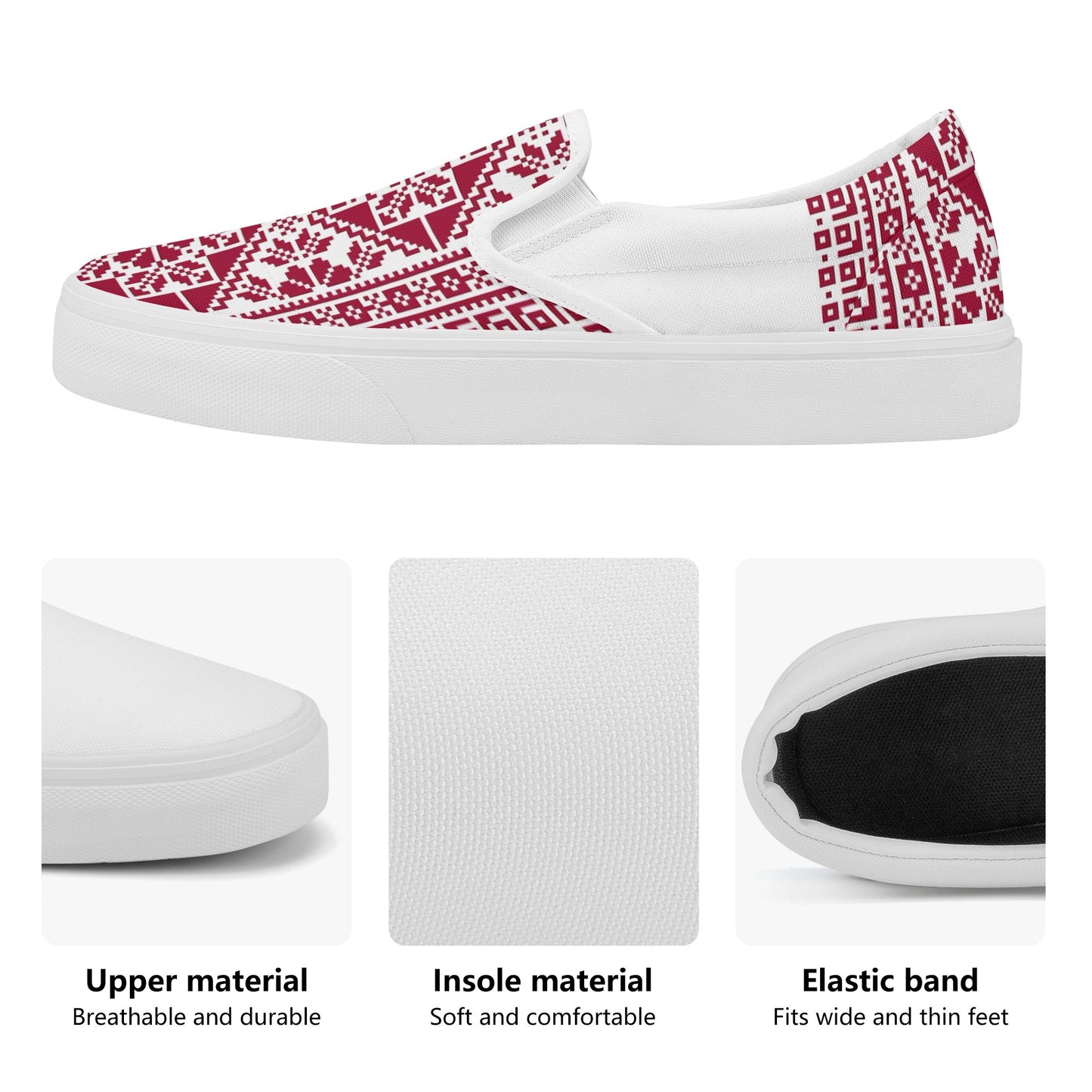 Women's Style Skate Slip On Shoes, Palestinian tatreez print shoes