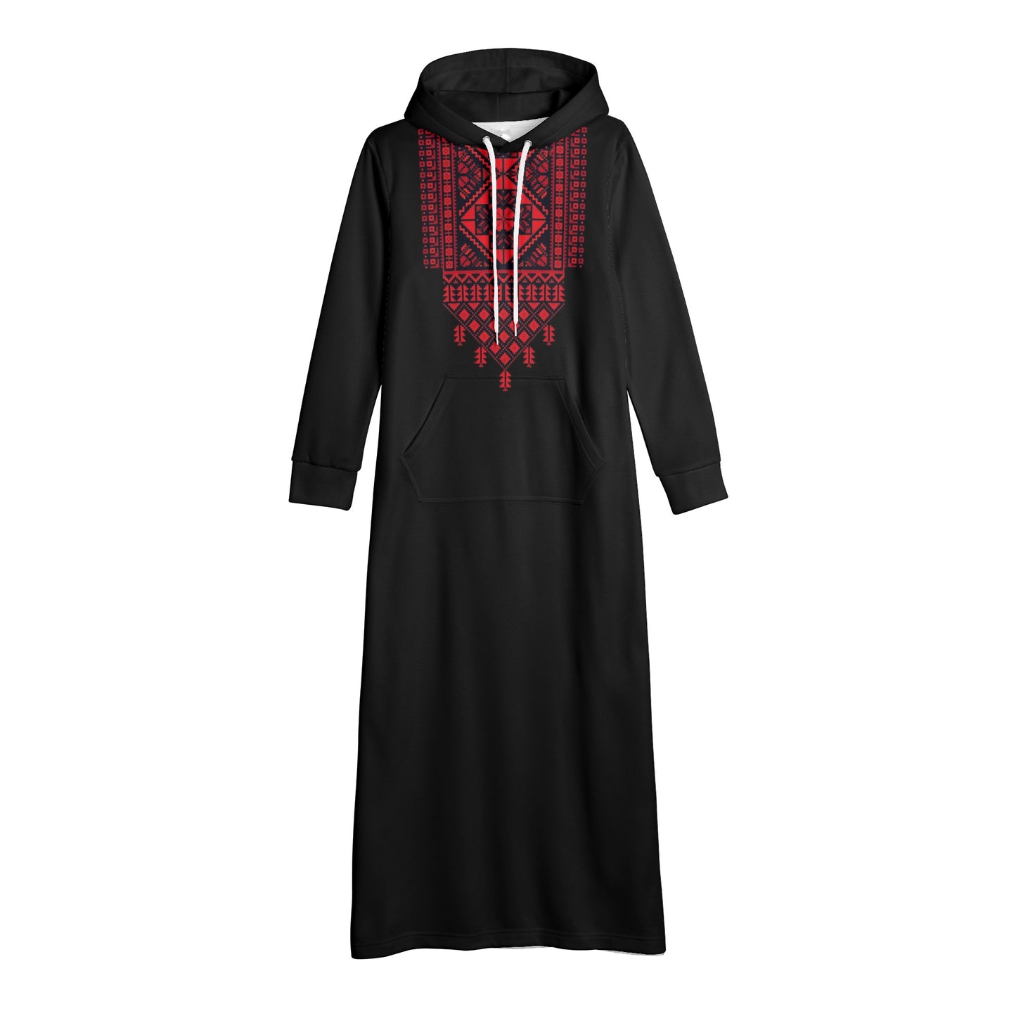 Women's Long Length Hijab Modest Dress, Palestinian Tatreez Print