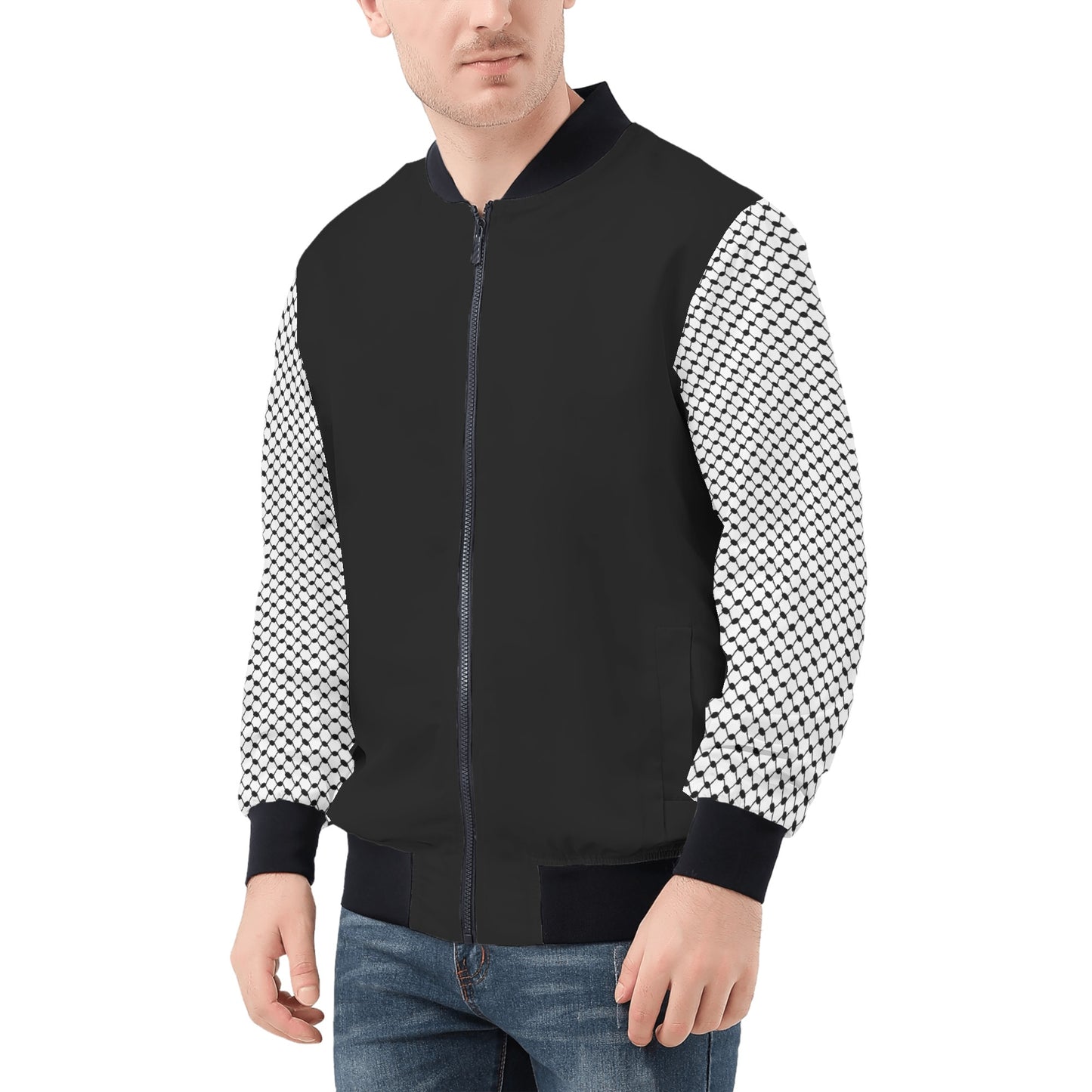 Palestinian Kuffiyeh Mens Zip Up Bomber Jacket