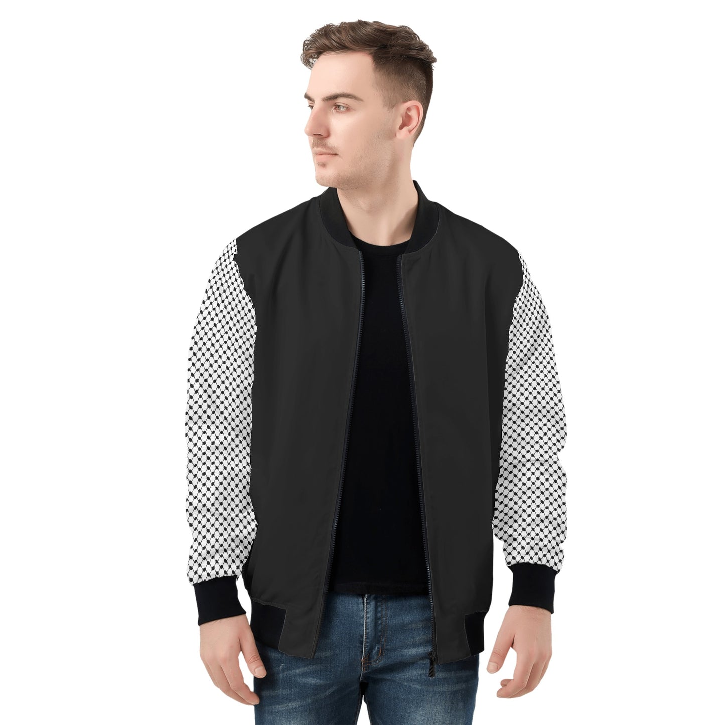 Palestinian Kuffiyeh Mens Zip Up Bomber Jacket