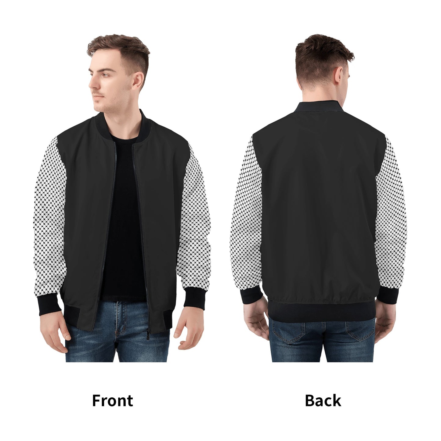 Palestinian Kuffiyeh Mens Zip Up Bomber Jacket