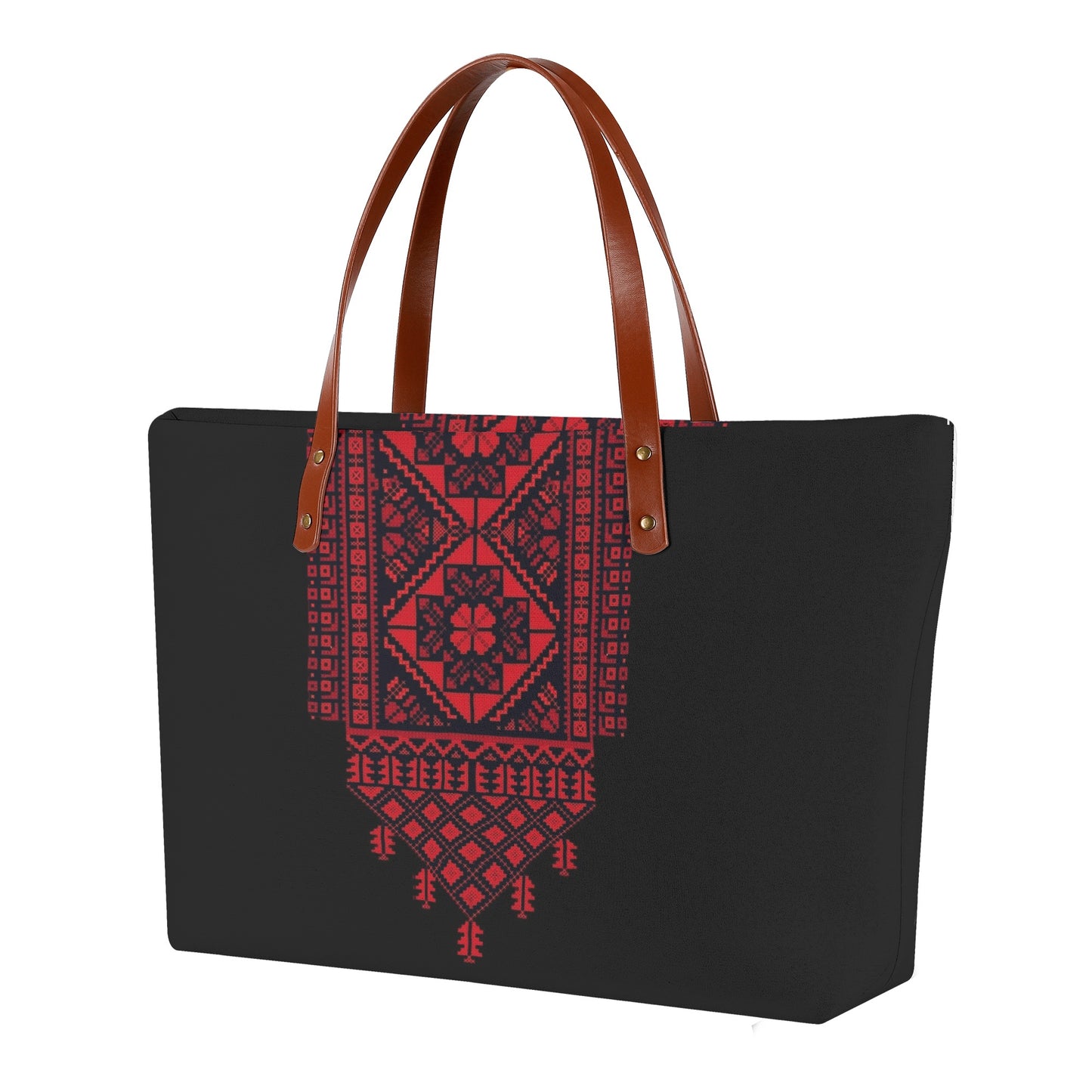 Palestinian Tatreez Print, Women's Tote Bag, Palestine Handbag, Bag, Red