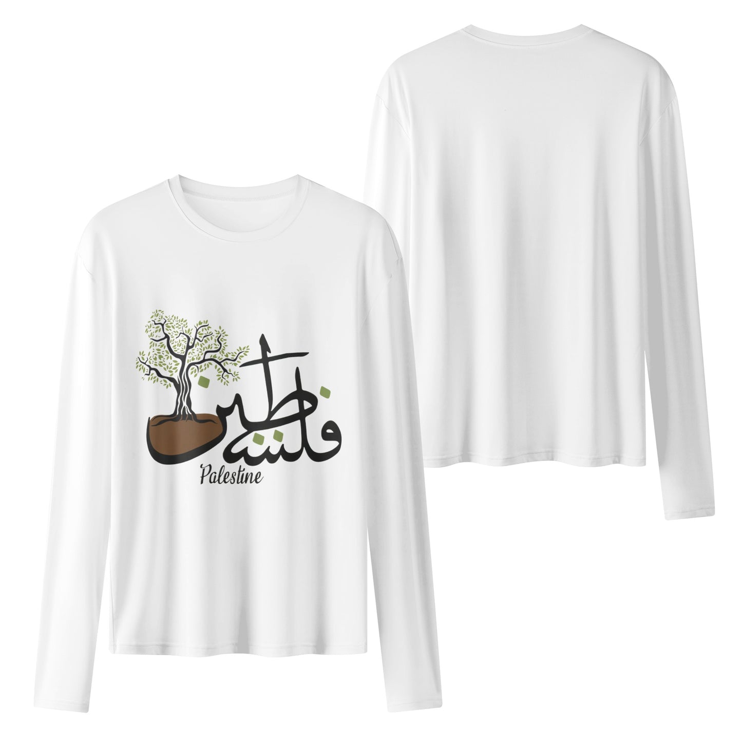 Palestinian Womens Long Sleeve T Shirt with Palestine in Arabic