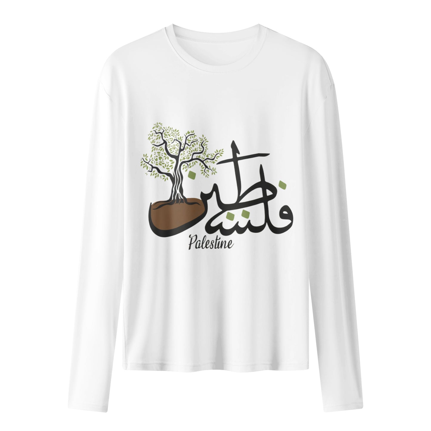 Palestinian Womens Long Sleeve T Shirt with Palestine in Arabic