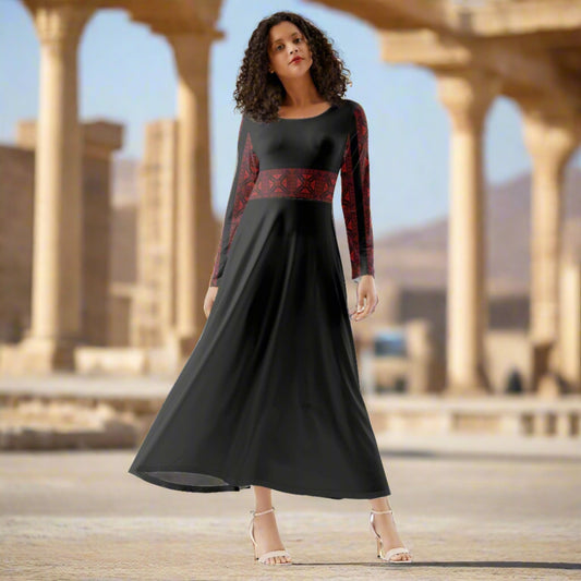 Womens Tatreez Long Sleeve Dance, Palestinian Dabke Dress, Middle East, Arabian dance