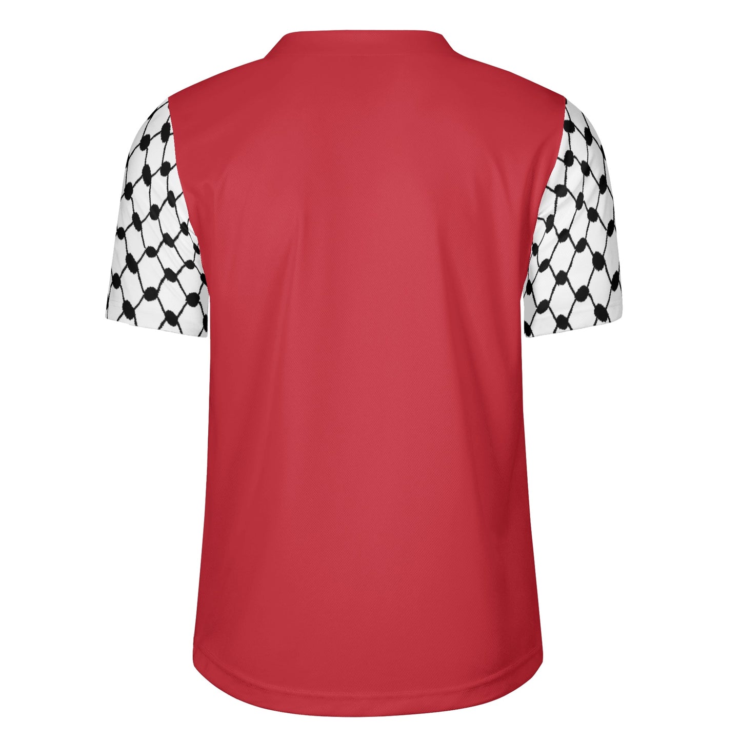 Palestinian Keffiyeh Sleeves Mens All Over Print Football Rugby Jersey, Red