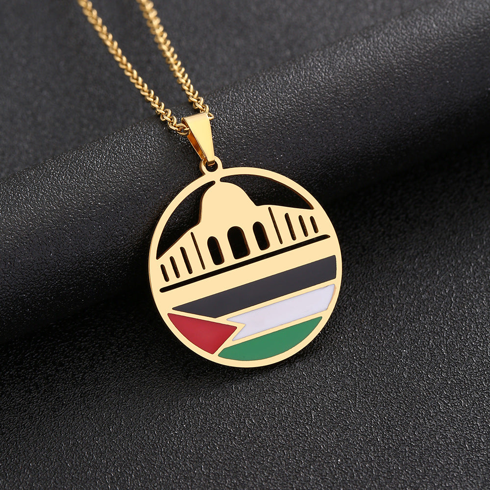 Palestinian Jerusalem Dome of the Rock Palestinian Flag Necklace