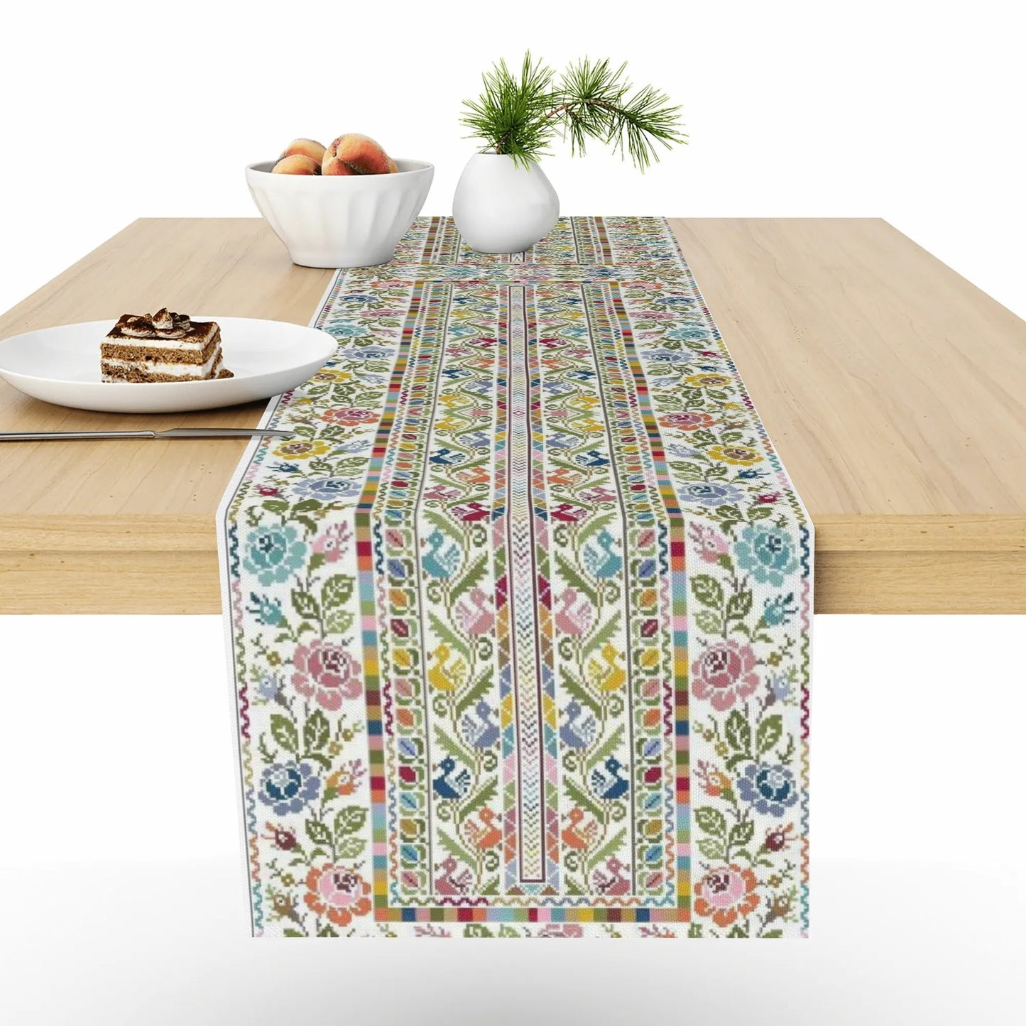 Palestinian Floral Menjal Tatreez Print Table Runner