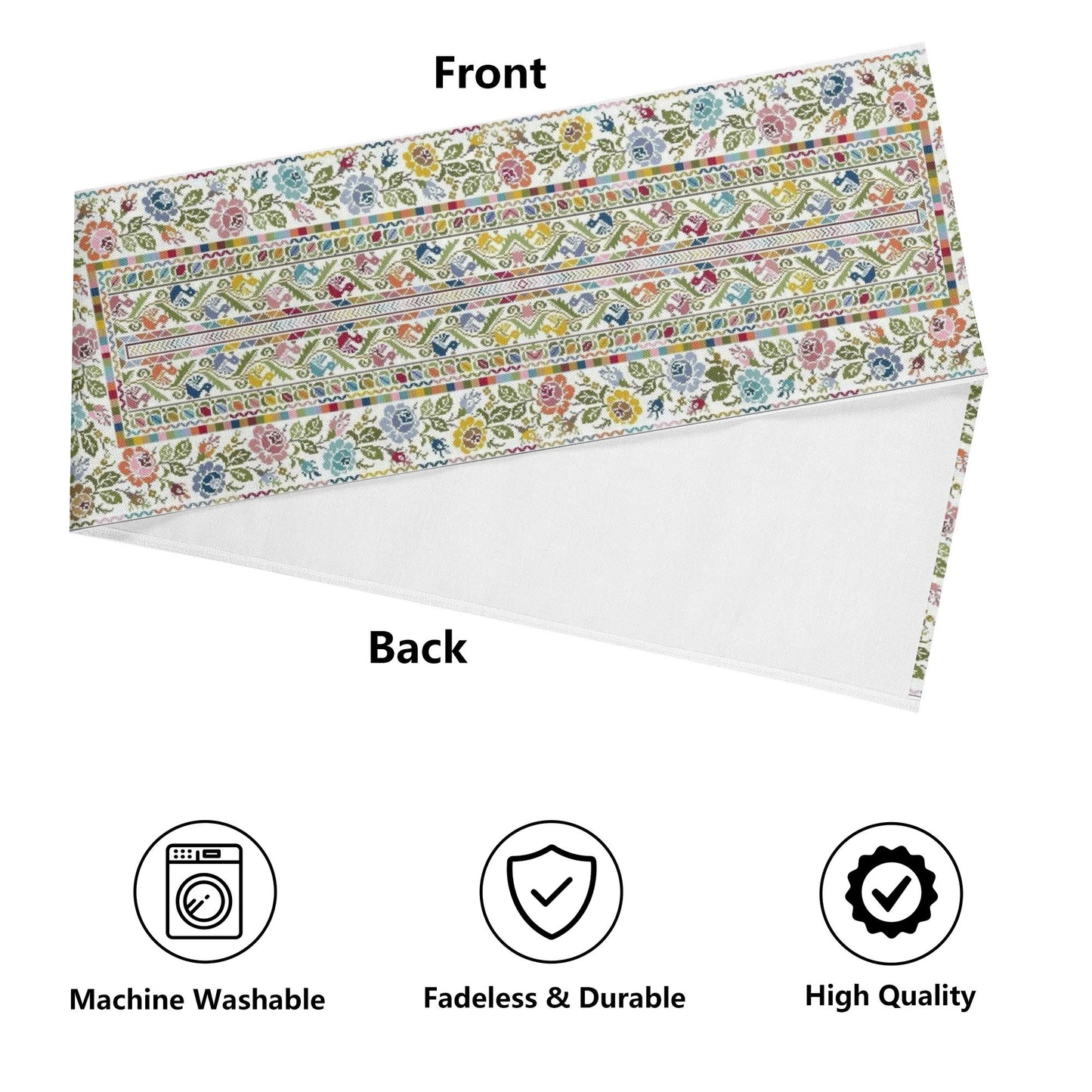 Palestinian Floral Menjal Tatreez Print Table Runner