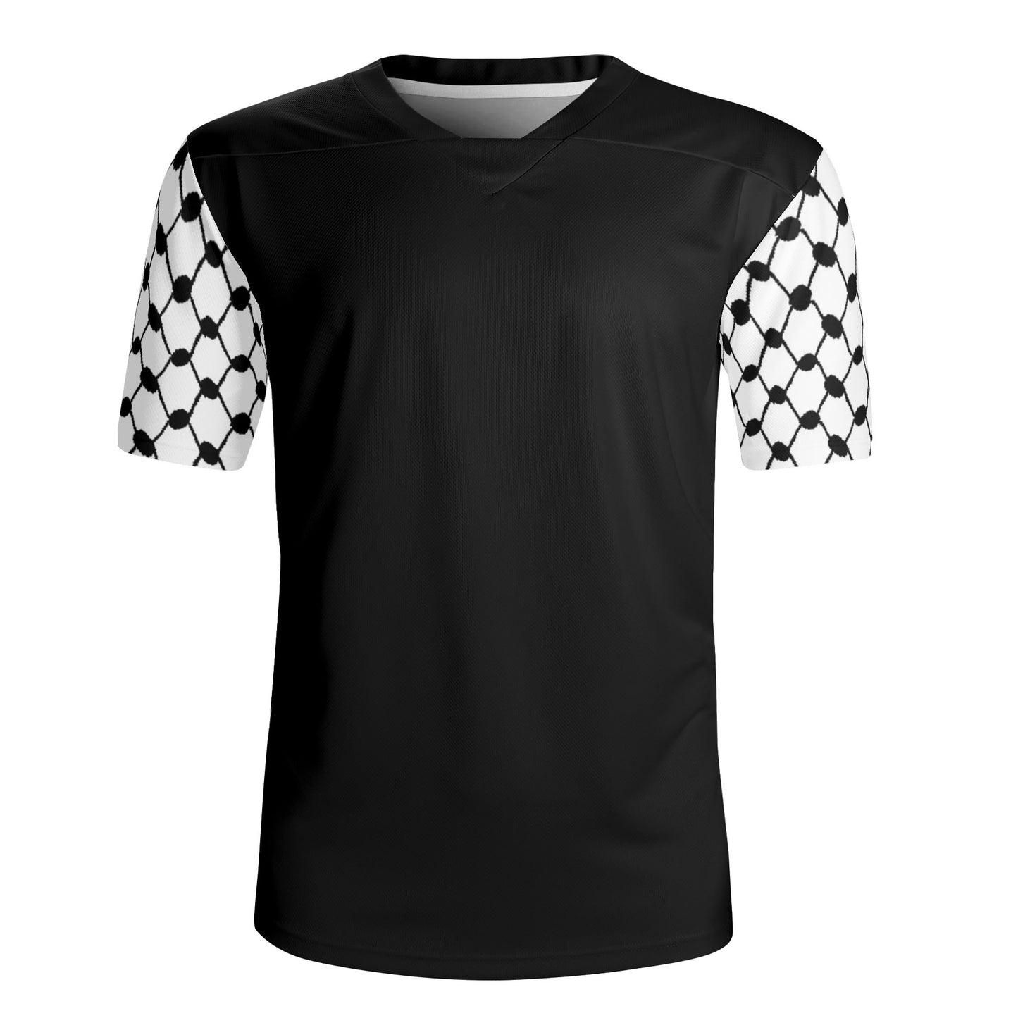 Palestinian Keffiyeh Sleeves Mens All Over Print Football Rugby Jersey, Black