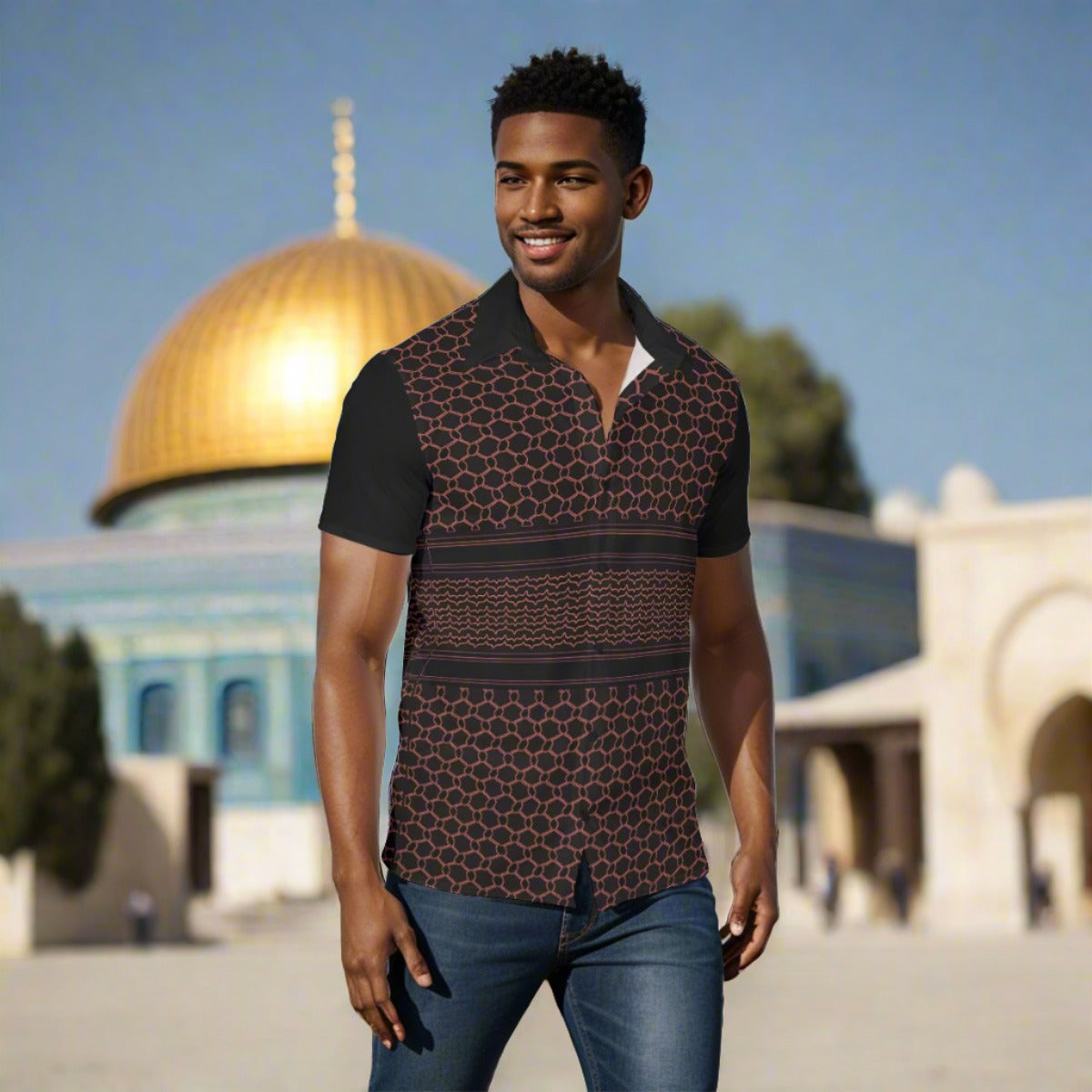 Reinvented Palestinian Kuffiyeh Print Men's Shirt