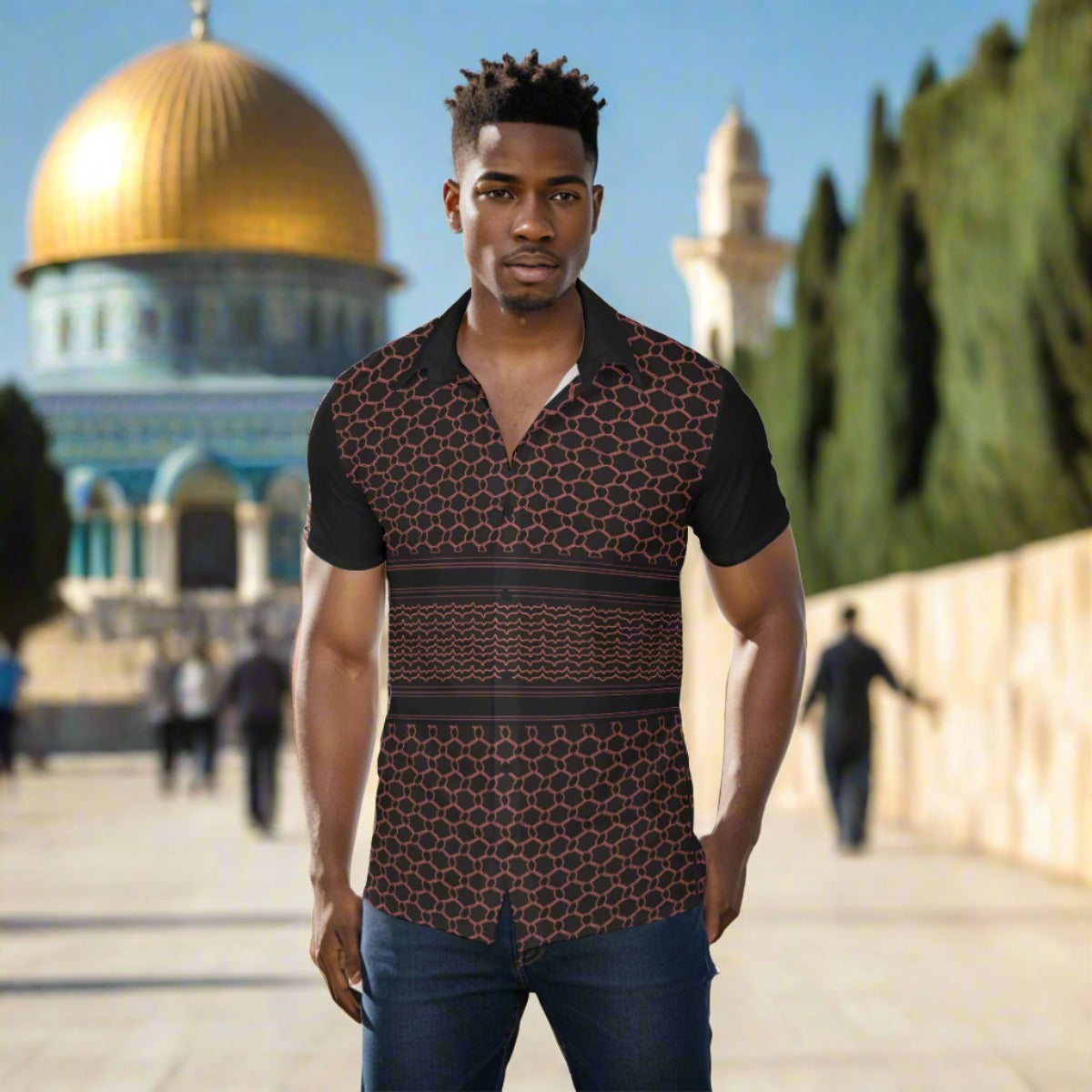 Reinvented Palestinian Kuffiyeh Print Men's Shirt