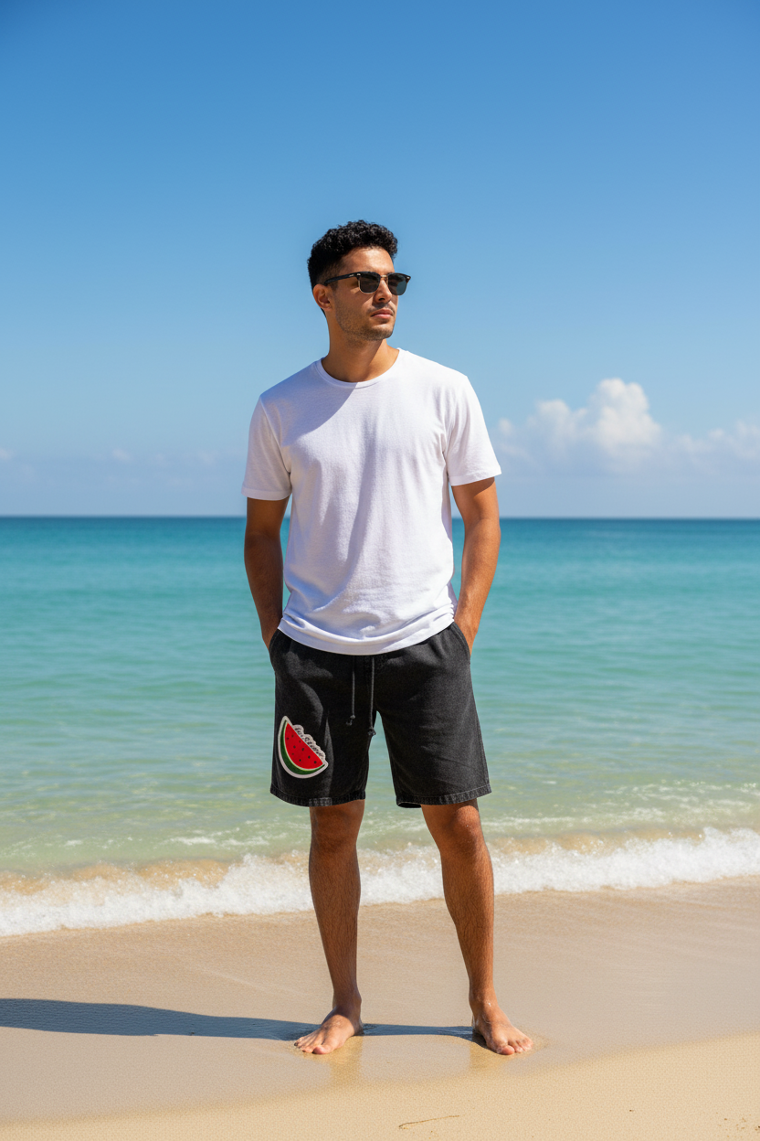 Palestinian Men’s Vintage Wash Drawstring Shorts|350GSM DTF
